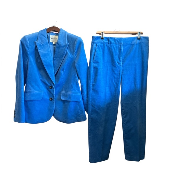 Boden Jackets & Blazers - Boden Blue Corduroy Blazer Suit Jacket & Matching Pants Set Size 14 Women’s